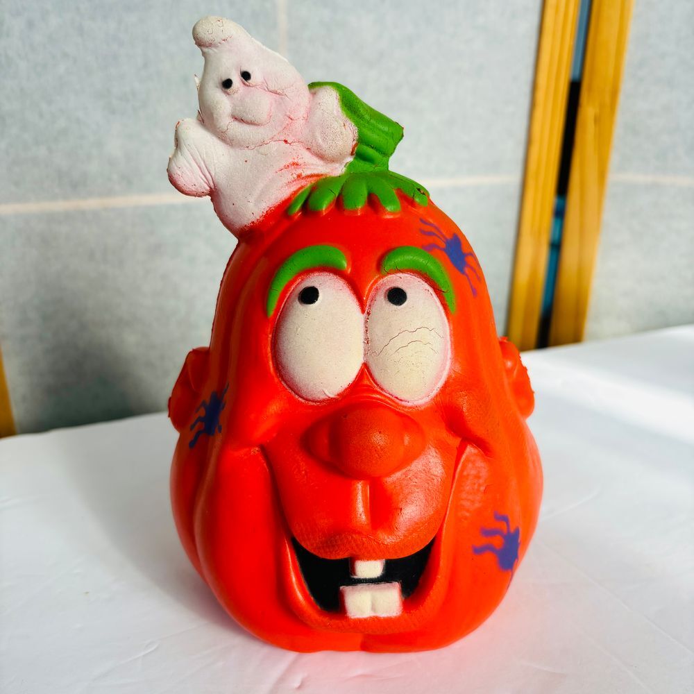 VTG 1989‎ Dan Dee International 8" Halloween Pumpkin & Ghost Foam Toy Decor